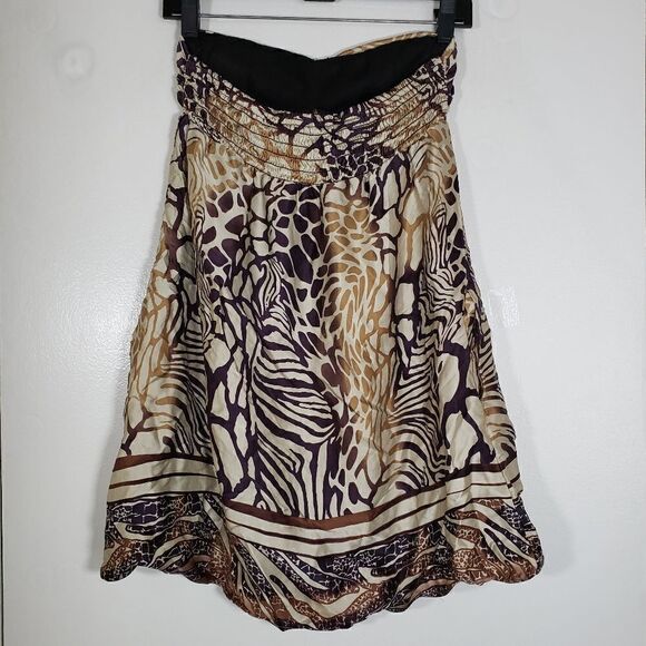 Taylor and Hyde Animal Print 100% Silk Strapless Babydoll Blouse Size XS - Picture 6 of 6